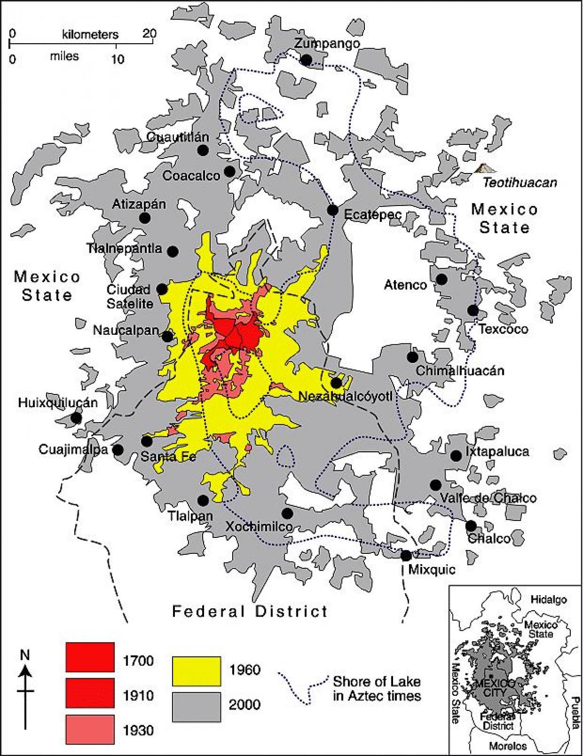 kartet av Mexico City-distriktet