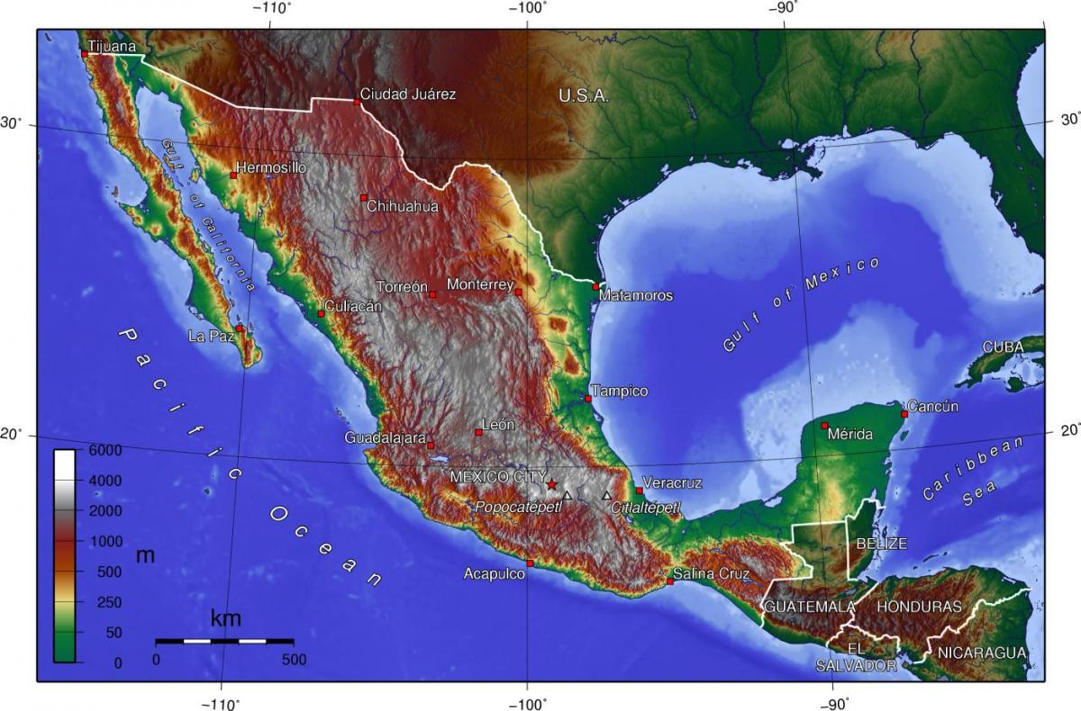 Mexico City topografisk kart