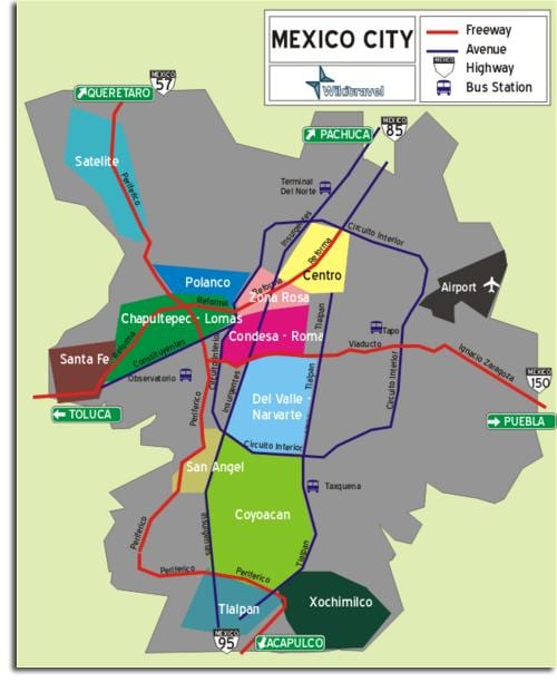 nabolaget kartet av Mexico City