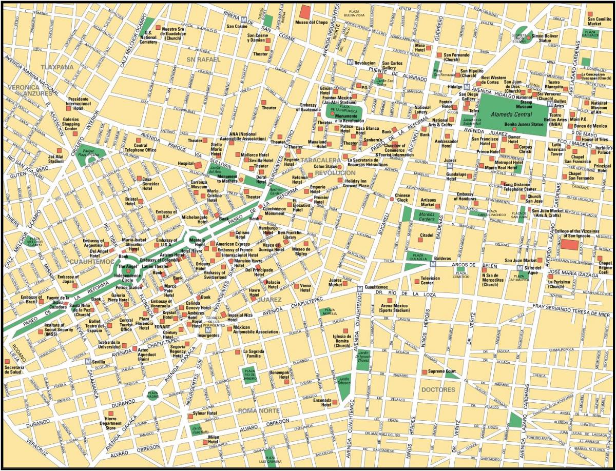 kartet av Mexico City punkter av interesse