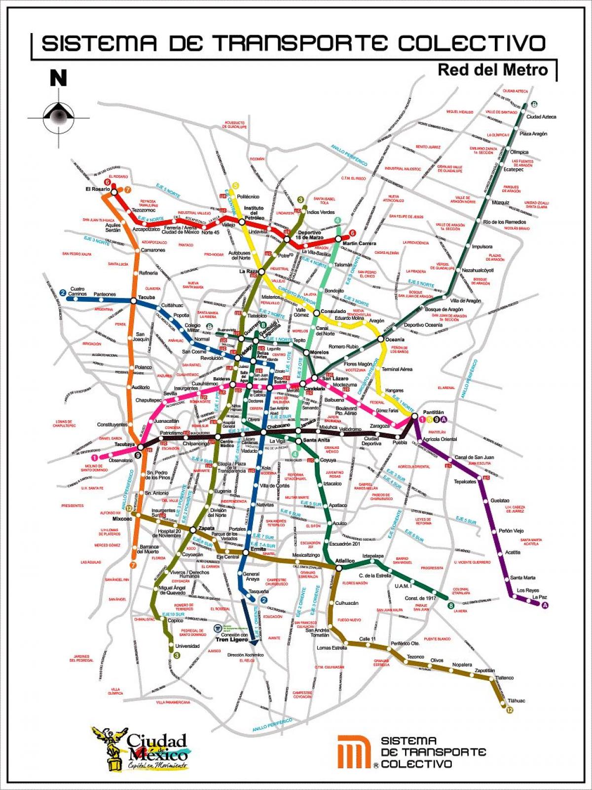 kartet av Mexico City transit