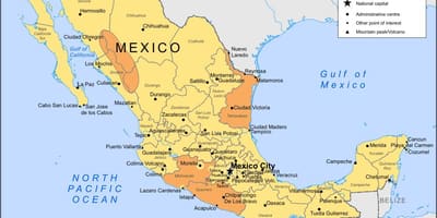 Kartet av Mexico By og områdene rundt.