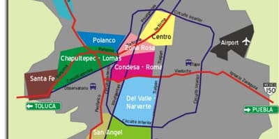 Nabolaget kartet av Mexico City